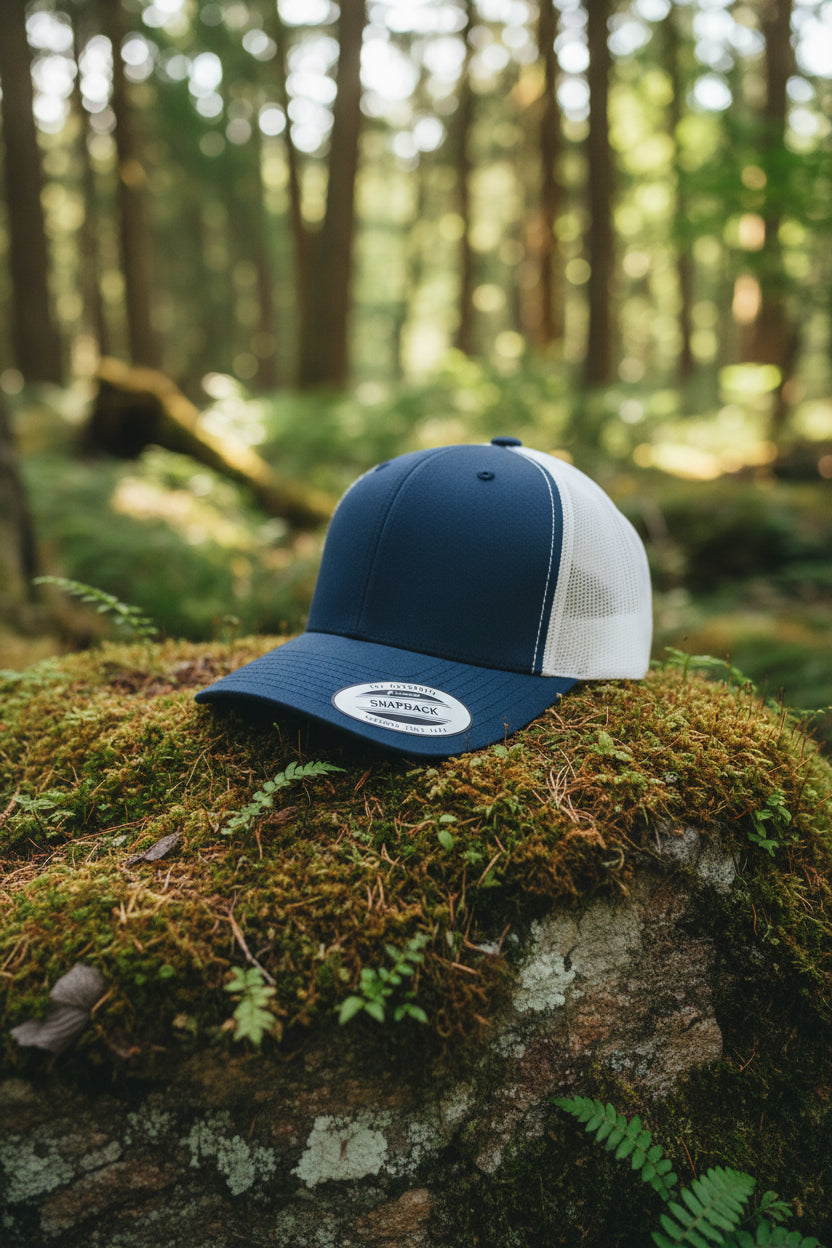 Cap with engraved leather patch