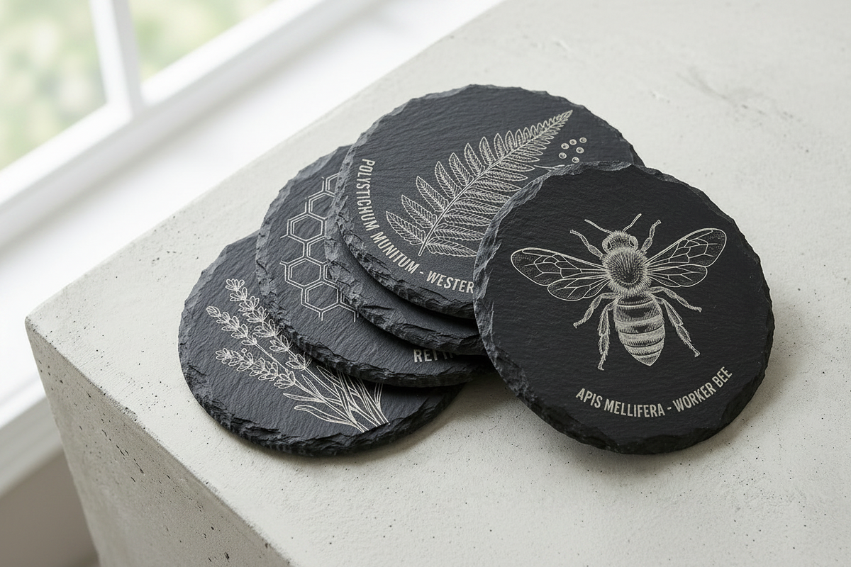 Engraved slate coaster