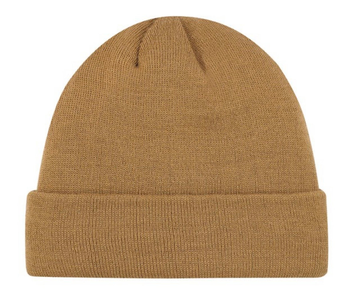 Beanie with engraved leather patch