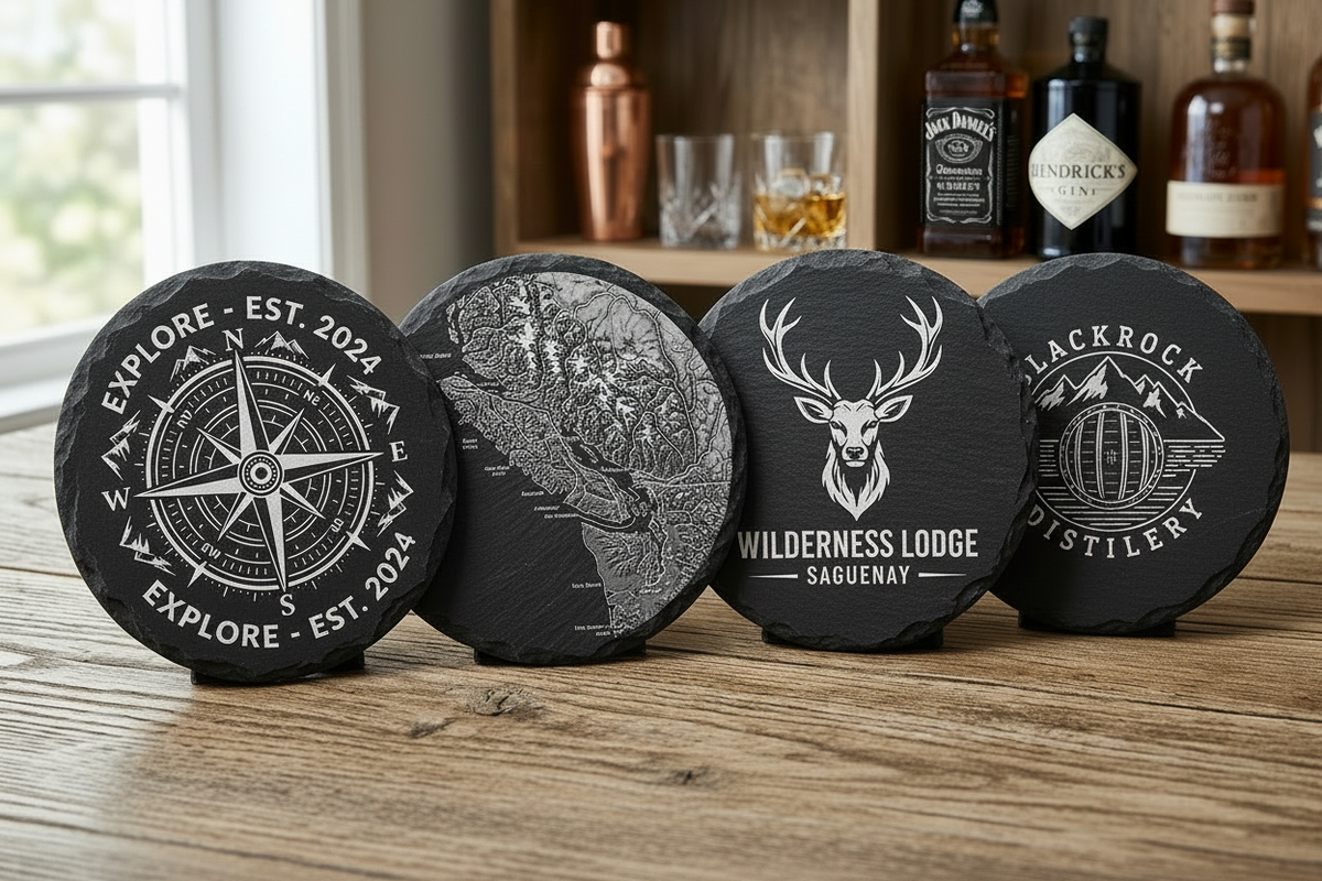 Engraved slate coaster
