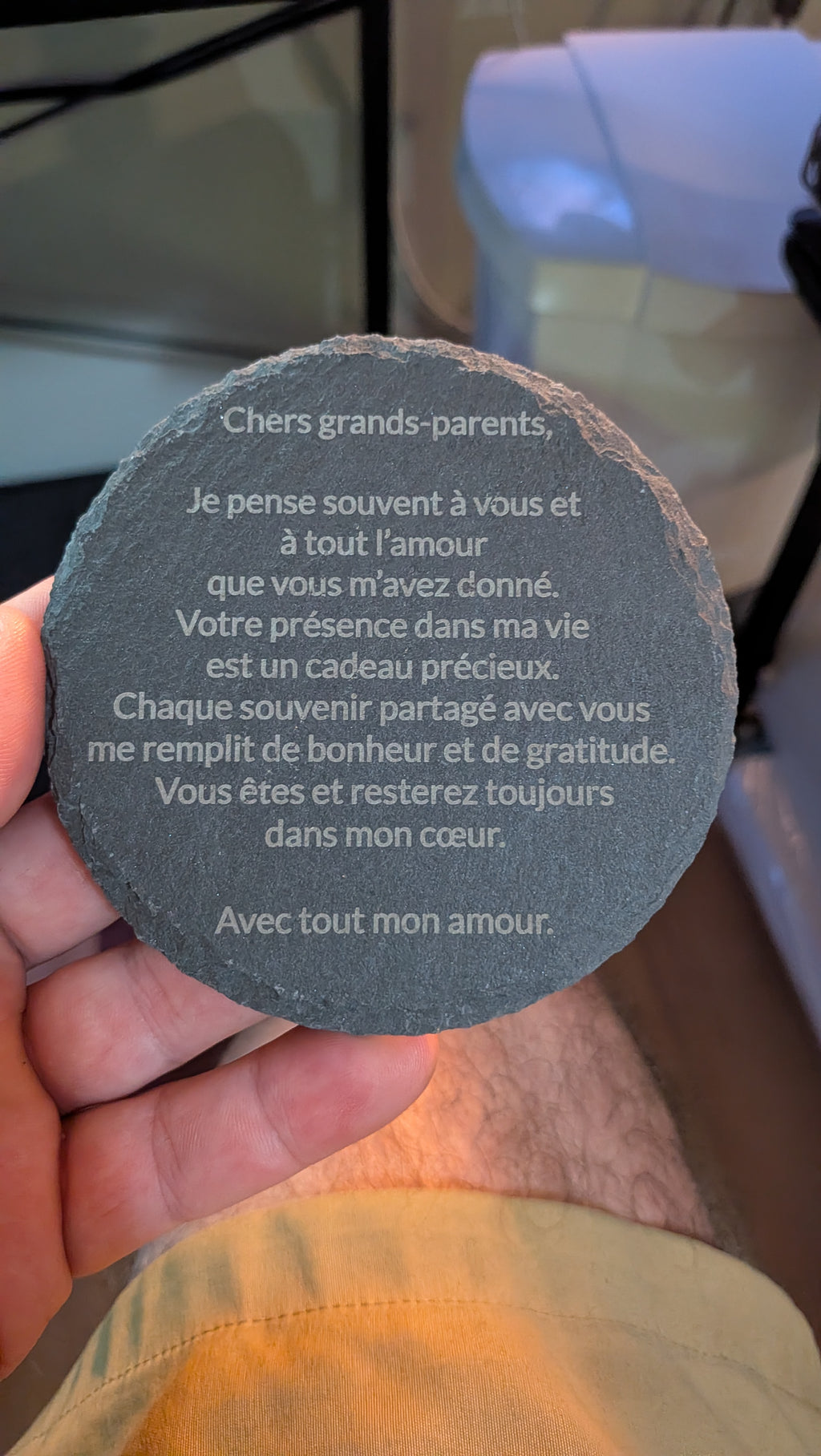 Sous-verre en ardoise gravé