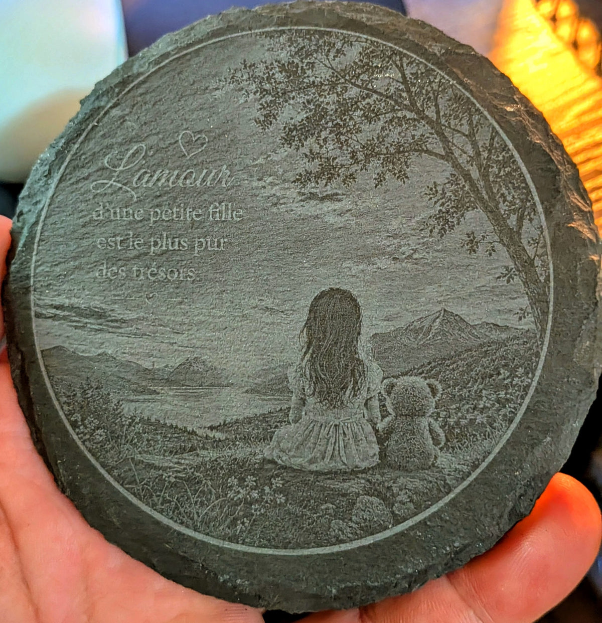 Engraved slate coaster