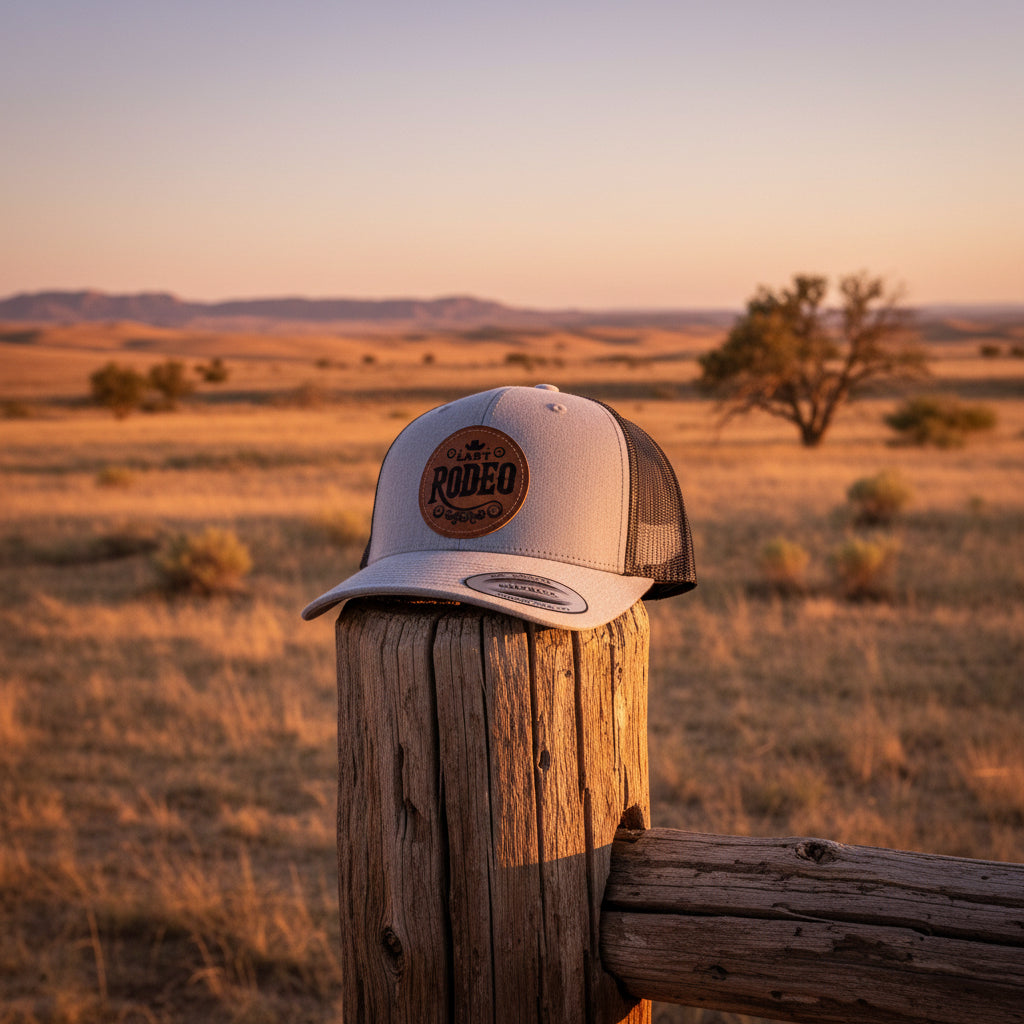 Casquette avec patch de cuir gravé